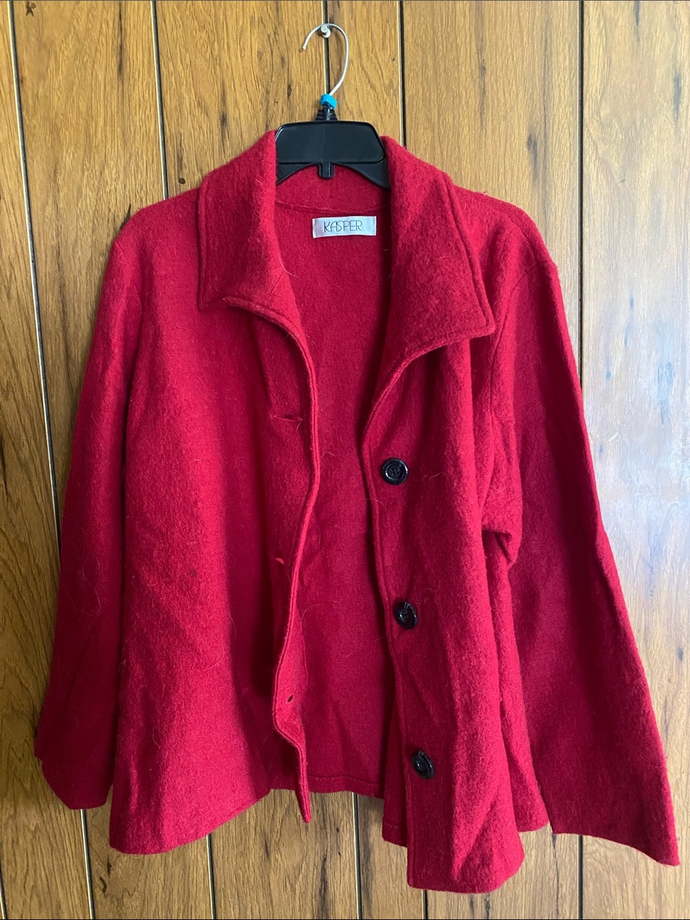 Kasper Vibrant Red Button-Front Coat